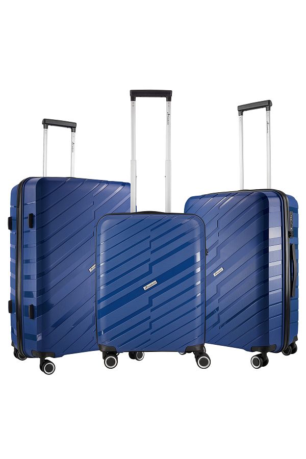 Travelwize-Unbreakable Pp Luggage Set With 8 Wheels Pp 3 Pieces Set,tsa Lock, Antitheftzipp,size 21"25"29"blue 1