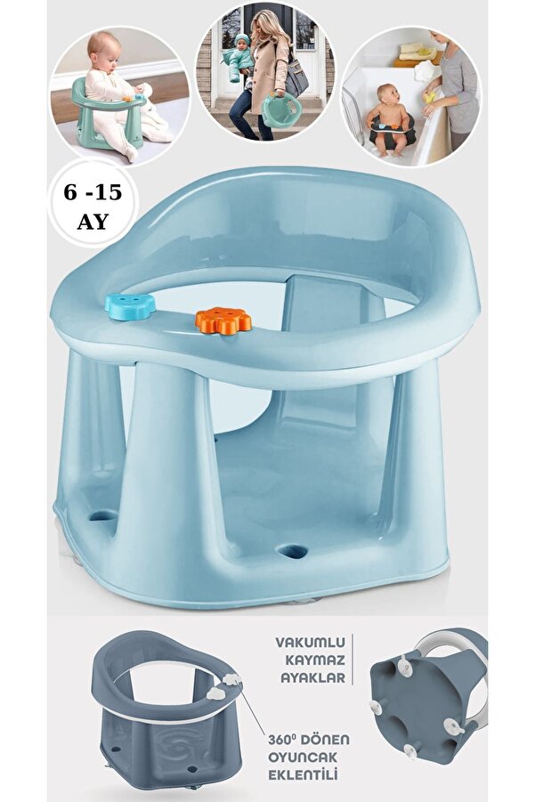 PONÇİK STORE Vakum Tabanlı Bebek Mama Sandalye Oturağı Oyuncaklı Banyo Oturağı
