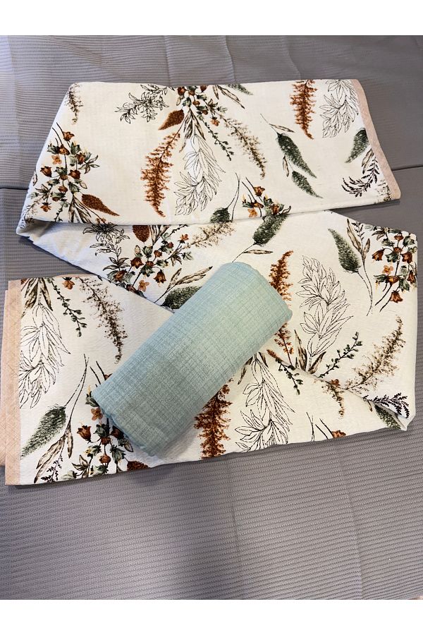 ŞENER HOME-Başak Patterned Sheet Elastic Single Pique Set 1