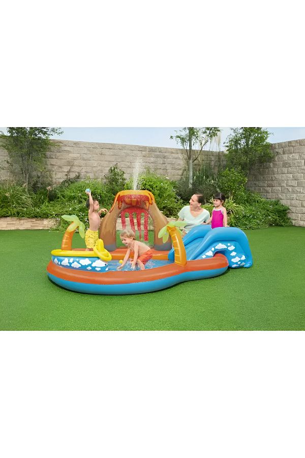 BESTWAY-Lava Lagoon Play Pool Center with Slide 2.65m x 2.65m x 1.04 m 1
