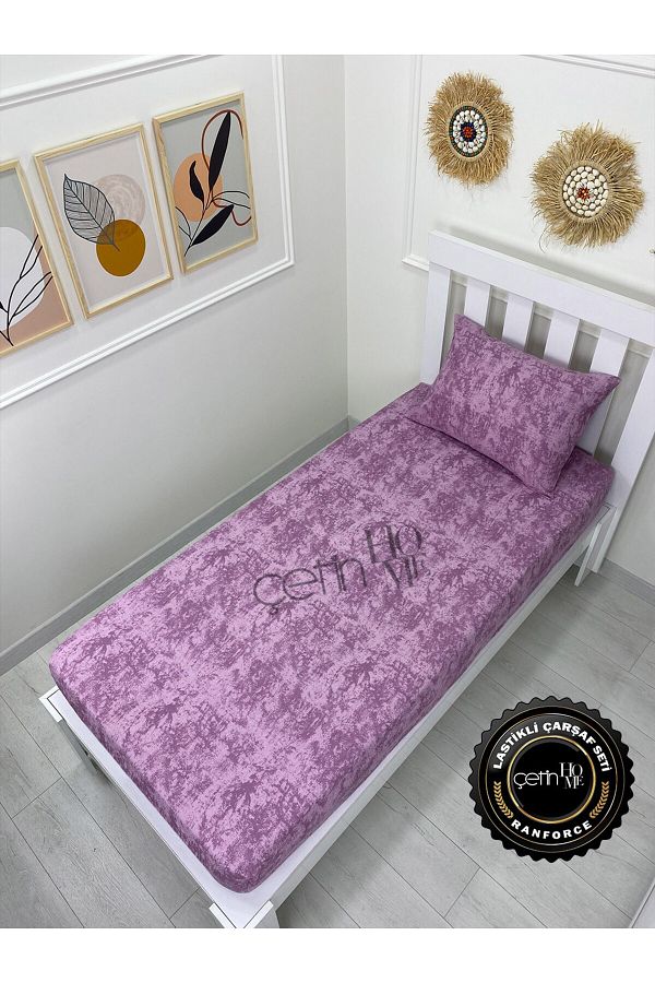 Çetinhome-Fabric Elastic Sheet Set Single 3 Size Shadow Lilac 1
