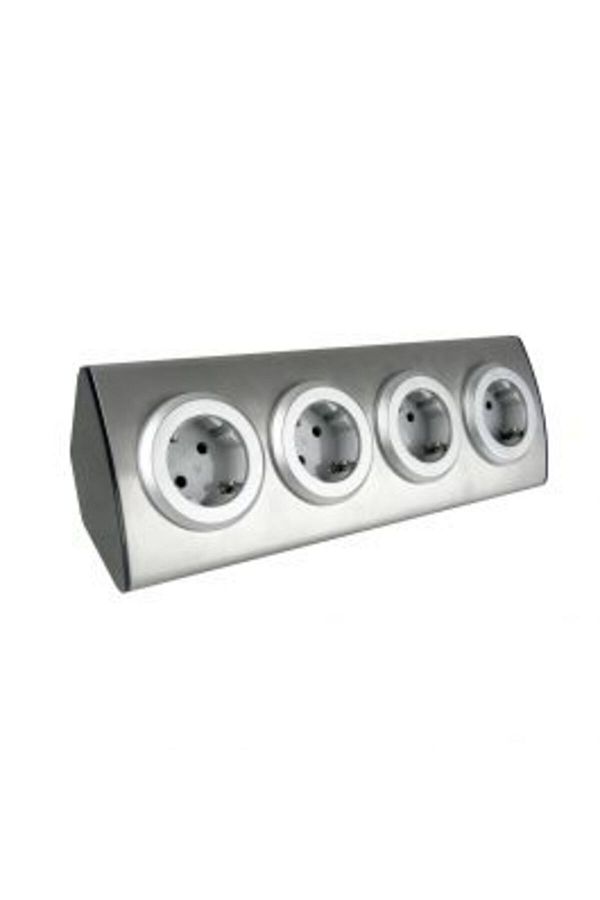 Homelux-Strohm multi-socket block 4 sockets, 95x55x280mm, child protection, gray 1