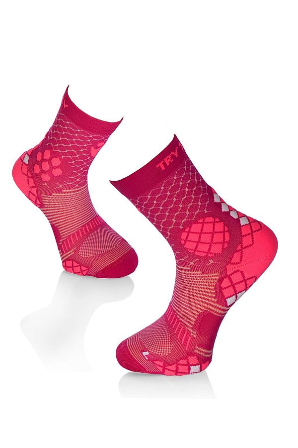 Try to Fly-Compression running socks Dark Pink 1