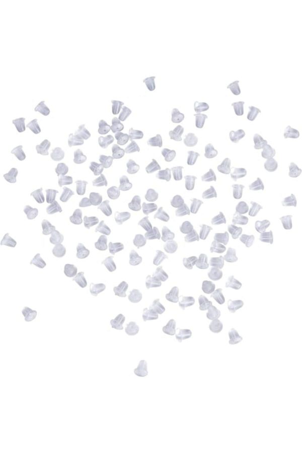 OEM-Set 100 capace de cercei hipoalergenice din silicon, 6x5 mm, transparente 1
