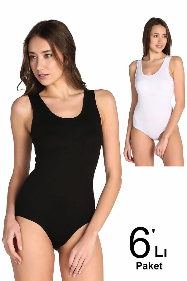 Tutku-Women's Mixed Color Pack of 6 Lycra Bodysuit with Hooks and Snaps ELF568T0149CCM6 1