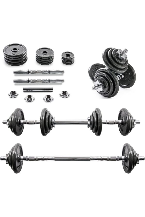 BUNCA-20kg Adjustable Iron Dumbbell Set - Workout Weights for Beginners and Professionals with Long Bar and Safety Locks 1