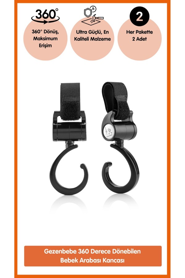 Gezenbebe 360 Dönebilen Bebek Arabası Kancası – Dayanıklı ve Pratik Puset Askı Aparat