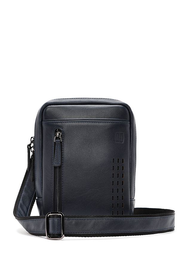 Derimod-Men's Navy Blue Leather Messenger Bag 24Wbd 360518 1
