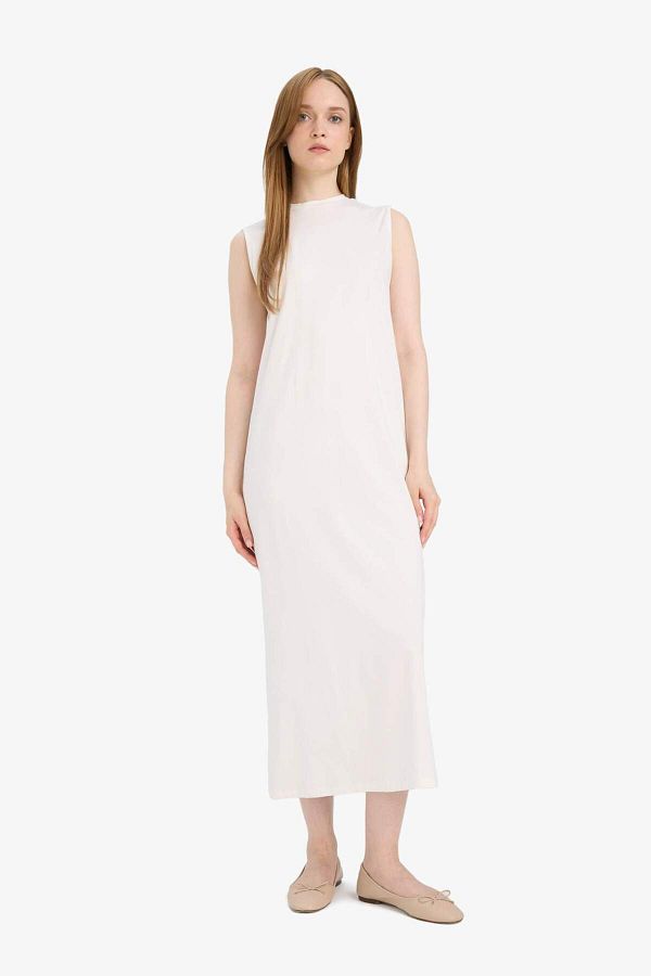 DeFacto-Regular Fit Half Turtleneck Basic Απλό Αμάνικο Μάξι Φόρεμα D4898AX25HS 1