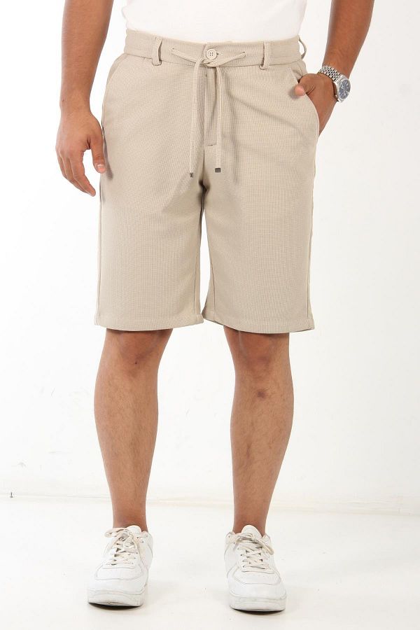 Mckanzie-937 Waist Drawstring Knitted Pattern Fabric Shorts 1