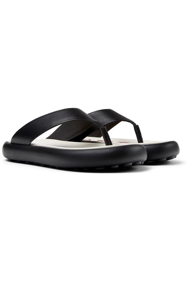 CAMPER-Men's Black Flip-Flops With Hook-And-Loop Strap Lightweight Non-Slip Unique Design Twins 1