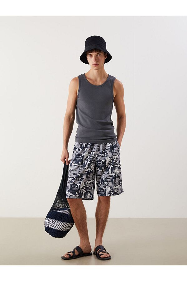 LC Waikiki-Lcw Knee Length Patterned Men's Swim Shorts 1