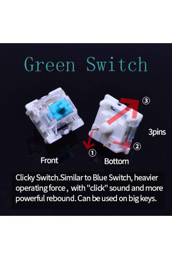 GGBEE-70pcs Clicky Green Outemu Switch for Keyboard 3Pin Dustproof Linear Tactile Clicky Silent Switches f 1