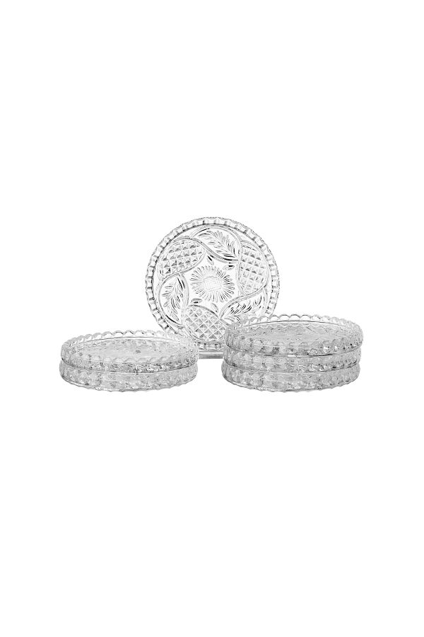 Dania-A set of clear glass plates for nuts, sweets, and all kinds of presentations, consisting of 6 plates, each measuring 11 cm. 1