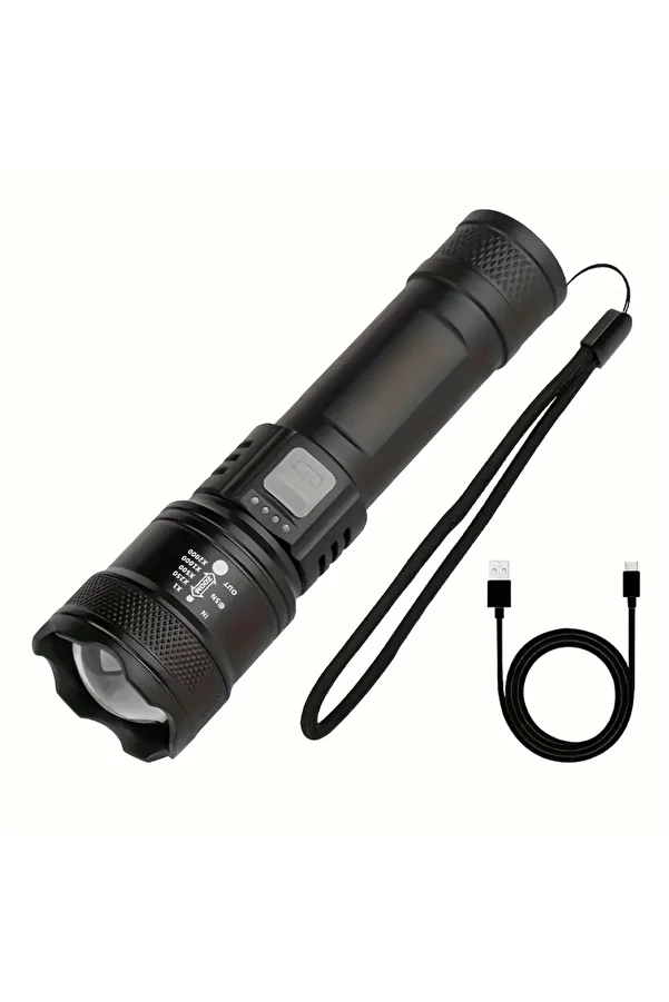 Choice-1PC 1-2PC LED Telescopic Zoom Flashlight High Power Torch Light USB Rechargeable Flashlight Portable 1