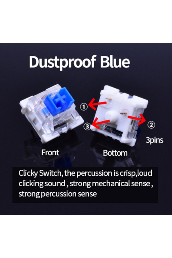 GGBEE-110pcs Dustproof Blue Outemu Switch for Keyboard 3Pin Dustproof Linear Tactile Clicky Silent Switche 1