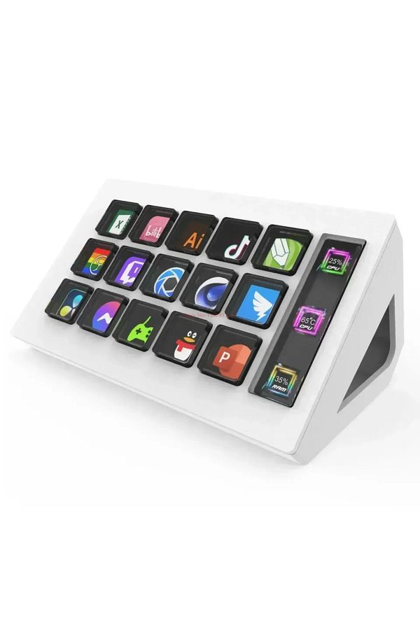 JIMITU-black New Visual Stream Deck Keyboard Lcd Button 15 Keys Live Content Creation Controller Custom But 1
