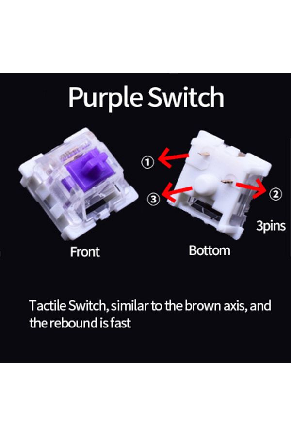 GGBEE-70pcs Tactile Purple Outemu Switch for Keyboard 3Pin Dustproof Linear Tactile Clicky Silent Switches 1