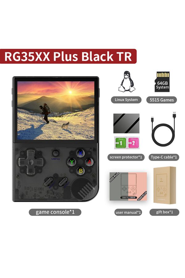 Choice-64G RG35XX Plus Black T ANBERNIC RG35XX Plus/RG35XX Retro Handheld Game Console 3.5″ IPS Screen Linu 1