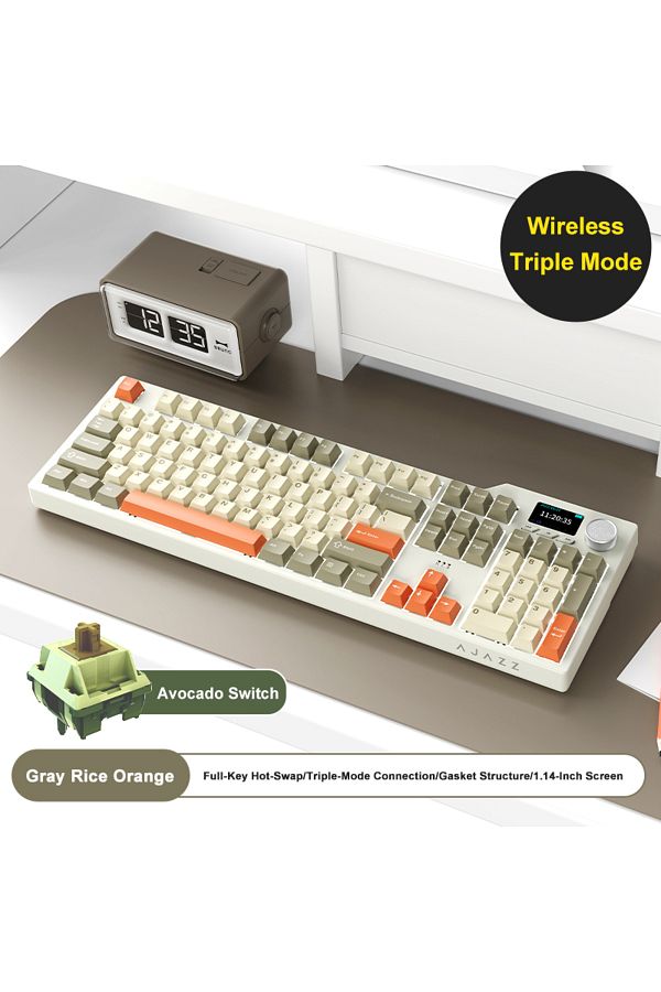 Ajazz-Grey White Orange NEW Ajazz AK35I V3 MAX Tri-mode Wired Bluetooth Wireless Gaming Keyboard Gasket Fu 1