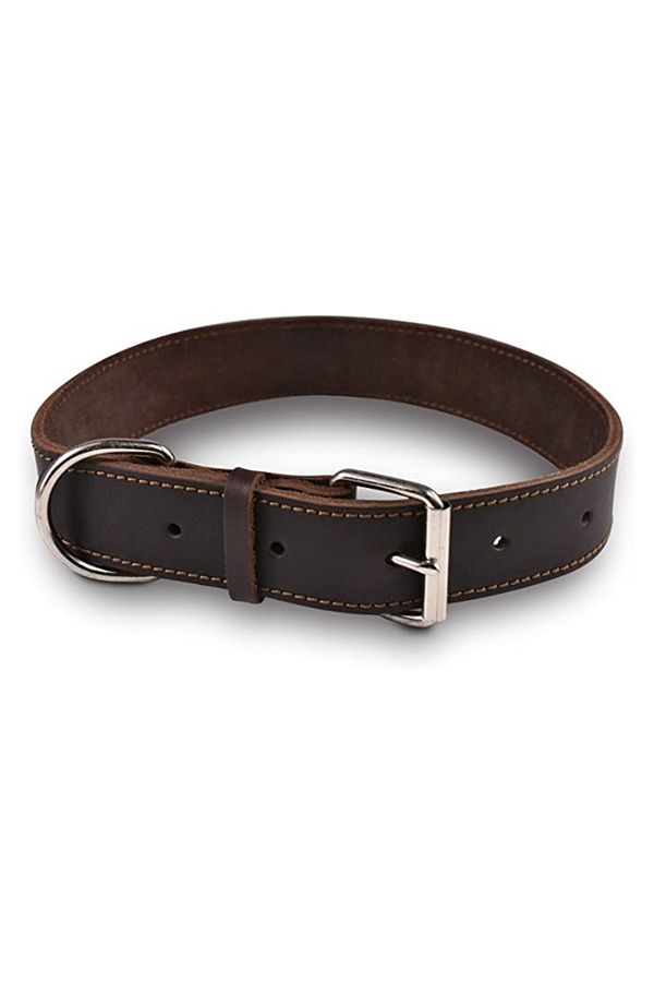 Ropet-Zgarda pentru caine din piele naturala, dublata, 70cm x 40mm, Maro, Ropet 1