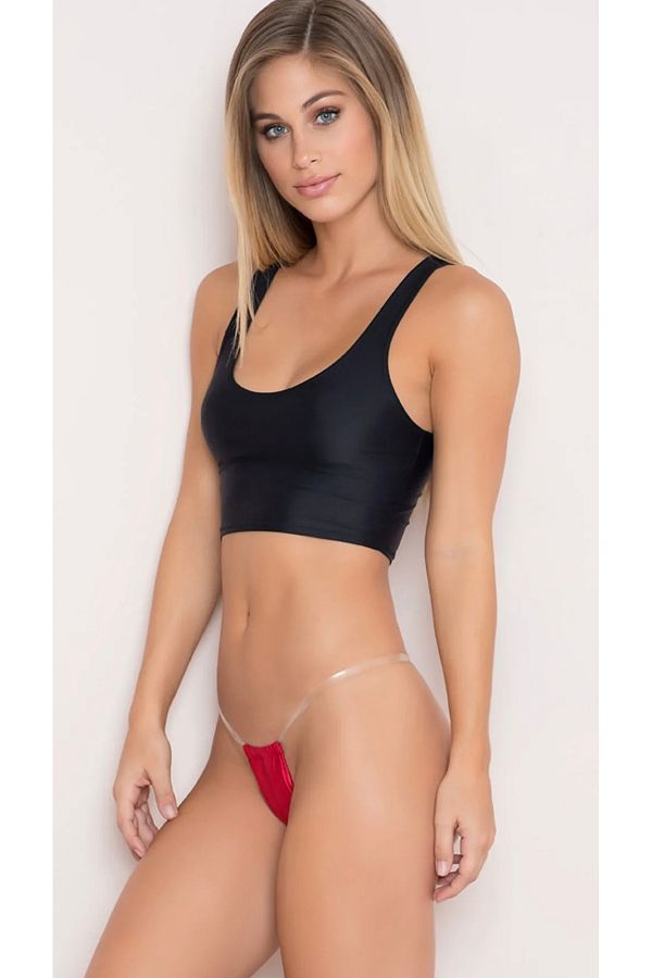 Cicişim-Red Transparent Elastic Fancy String Thong 1