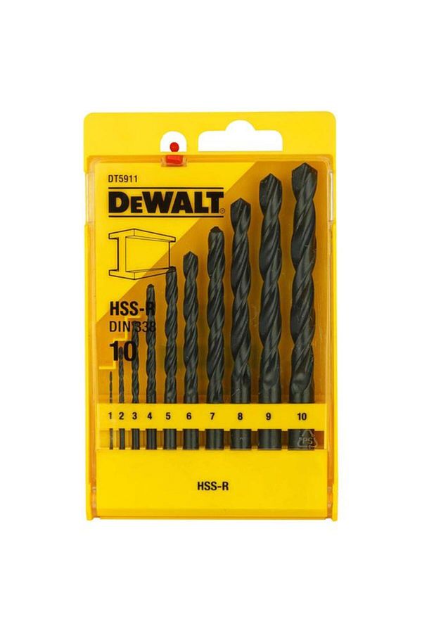 Generic-DEWALT 10-Piece HSS-R Metal Drill Bit Set with Case Black DT5911-QZ 1