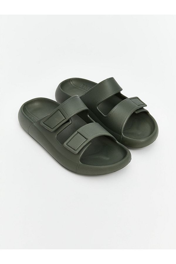 LC Waikiki-Lcw Steps Khaki Double Striped Men's Slippers 1