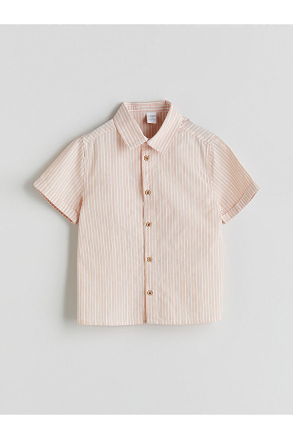 LC Waikiki Pembe Kısa Kollu Çizgili Erkek Çocuk Gömlek