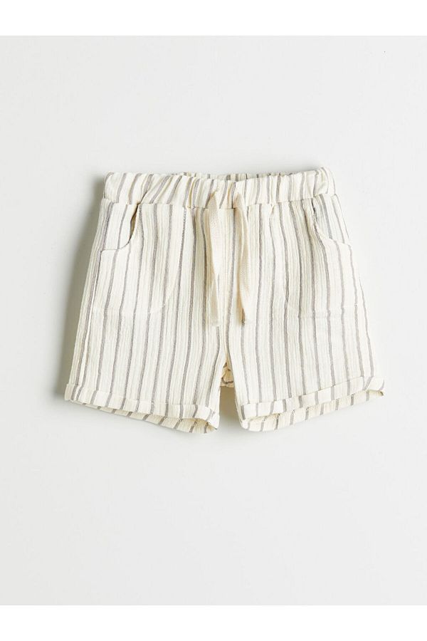 LC Waikiki-Quality Parts from Celebi Store |   Ecru Striped Baby Boy Shorts with Elastic Waist 1