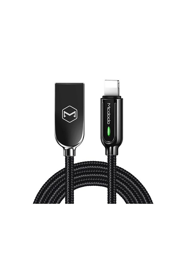 Mcdodo-Cablu Lightning Auto Disconnect Black (1.2m, max 2A, led indicator) 1