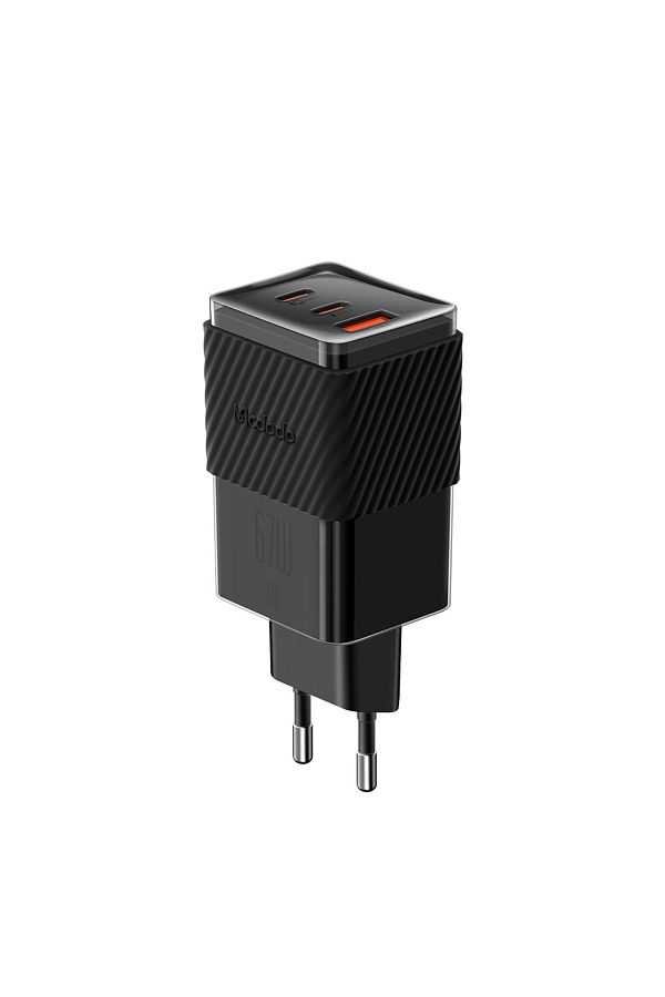 Mcdodo-Incarcator Retea Port 2xtype-c Si 1xusb-a Dichromatic Gan5 Mini, Fast Charging Pd 67w, Negru 1