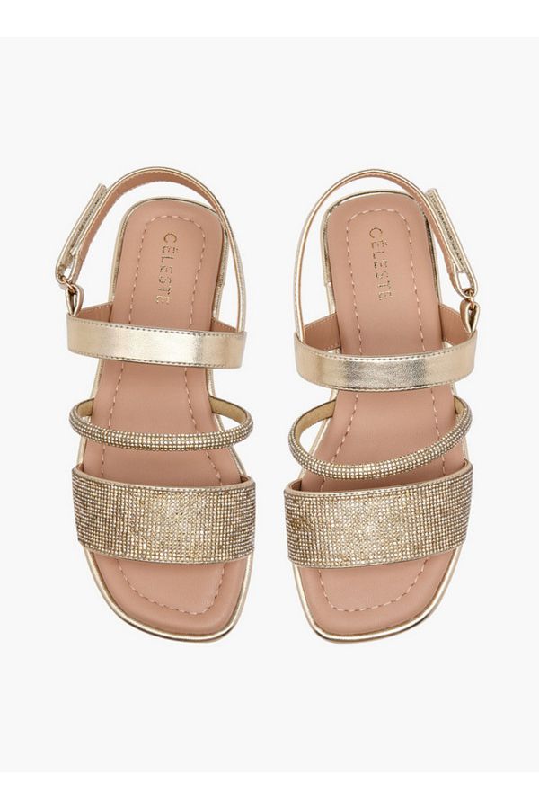 Celeste-Girls' Embellished Open Toe Sandals with Hook and Loop Closure 1