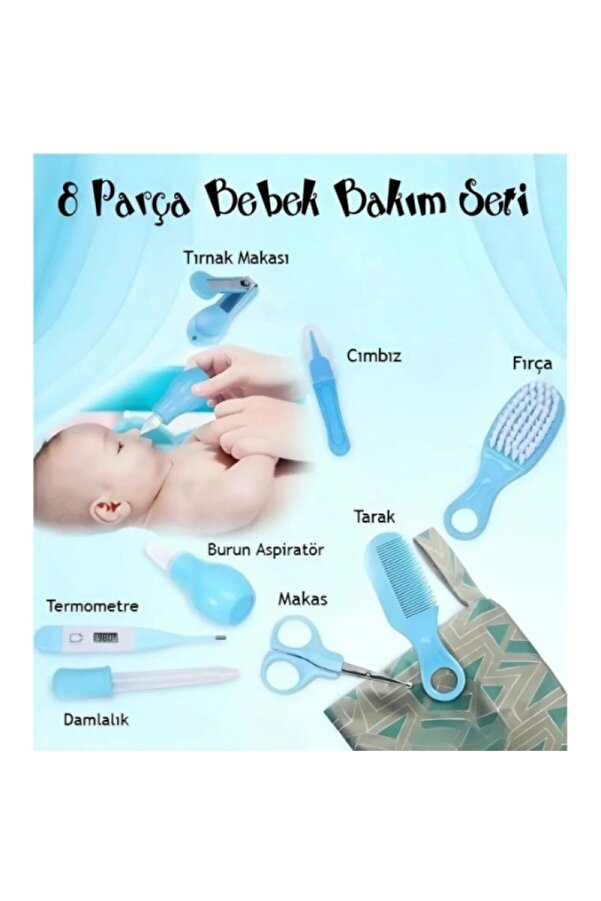 STLIFE 8 Parça Bebek Bakım Seti Ateşölçer Damlalık Bebek Tırnak Makası Termometre