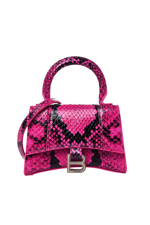 Balenciaga-HOURGLASS MINI TOP HANDLE BAG FUCHSIA SNAKE - BALENCIAGA - ONE SIZE, FUCHSIA 1