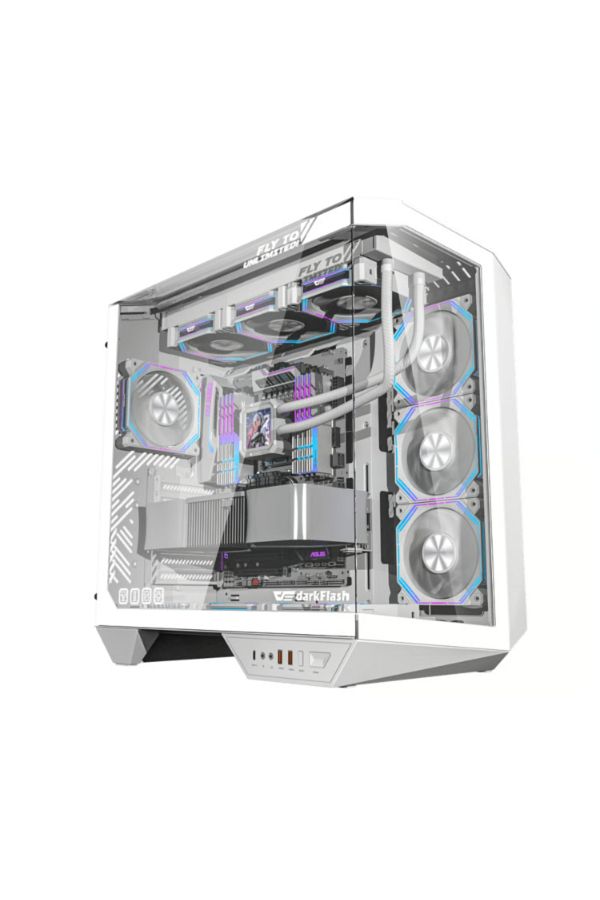 Dark Flash-DarkFlash DY470 ATX With 4 Fans ARGB Computer Case Mid Tower - White 1