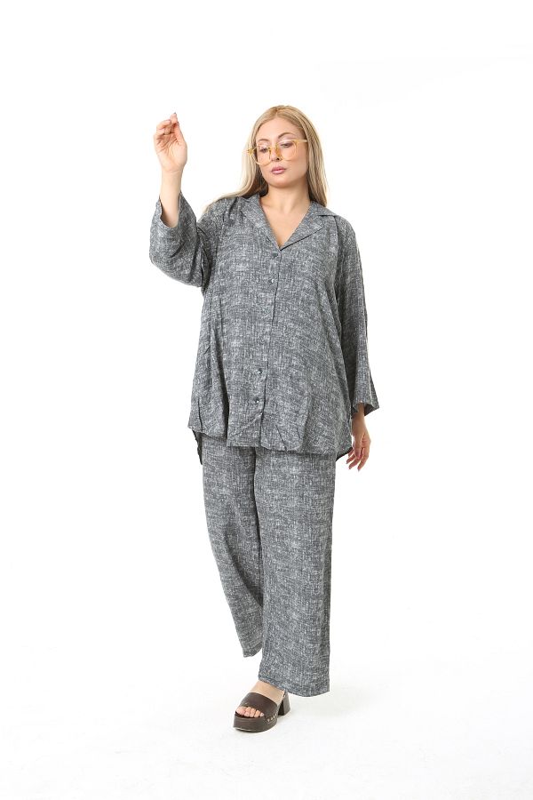XL Modam-Linen Gray Bottom Top Set Large Size 1