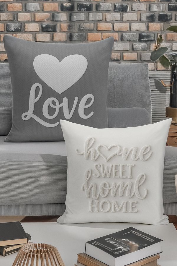 Bertille Home-Set de 4 huse de pernă cu imprimare digitală dublă (aspect de broderie cu model de puncție) 1