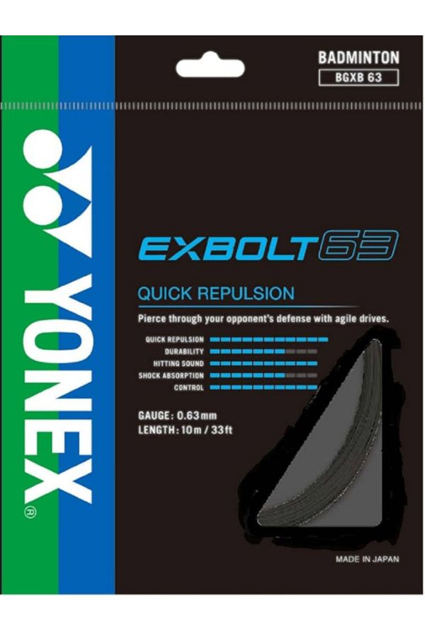 YONEX-EXBOLT -63 YONEX QUICK REPULSION BADMINTON RACKET STRING (BLACK) 1