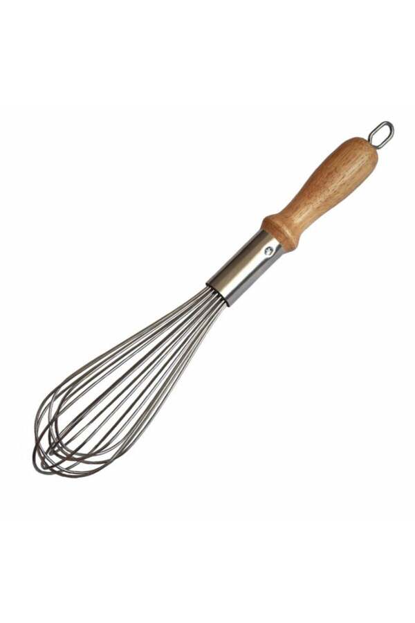 PUFO-Stainless steel whisk with wooden handle and hanger for kitchen or confectionery, 37 cm 1