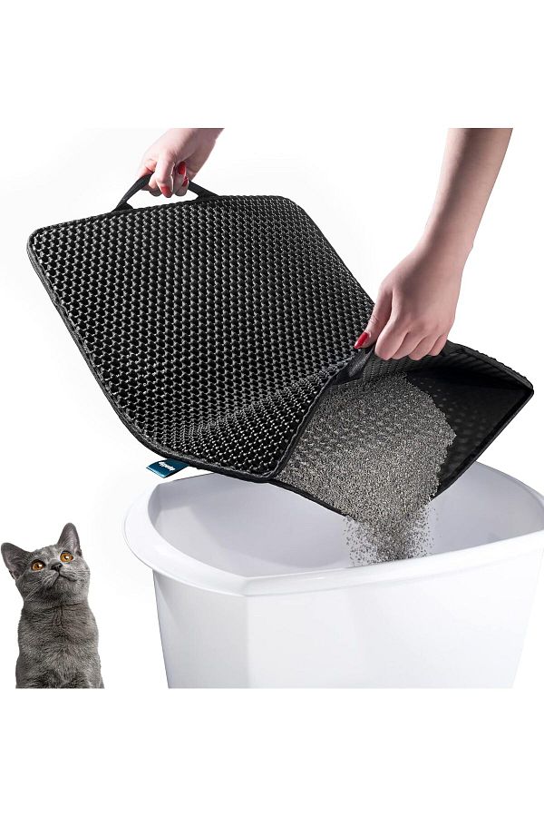 fulina-Cat Litter Trapping Mat,with Hidden Handle,Upgraded Anti-Slip Back Layer,Scatter Control WaterProof 1