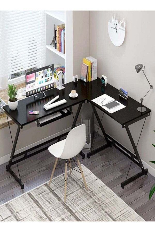 Raffine-L Shape Gaming Table Computer Desk with Large Monitor Stand 1