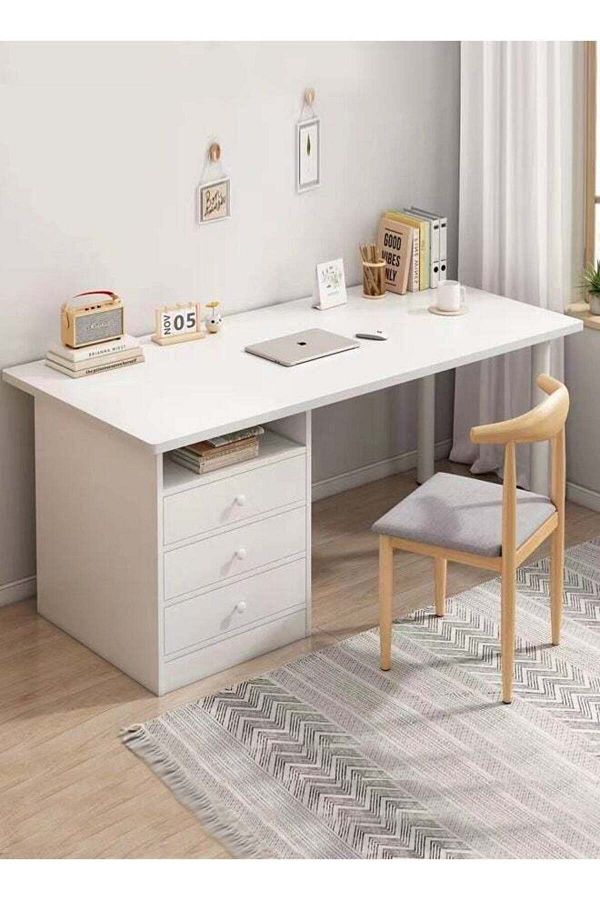 Raffine-Modern Design Computer Desk Simple Rectangular Writing Study Table with Storage Drawers Workstation 1