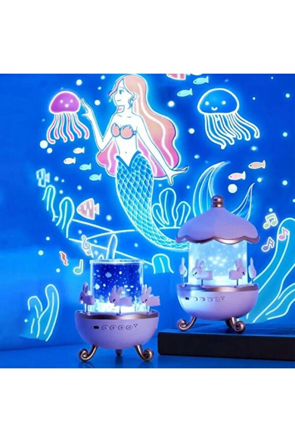 ATLT ATLANTİS TAVŞAN PROJEKSİYON LAMBA 12 FİLM USB BT HOPARLÖR YILDIZ GEVE LAMBASI BLUETOOTHLU ATLI KARINCA