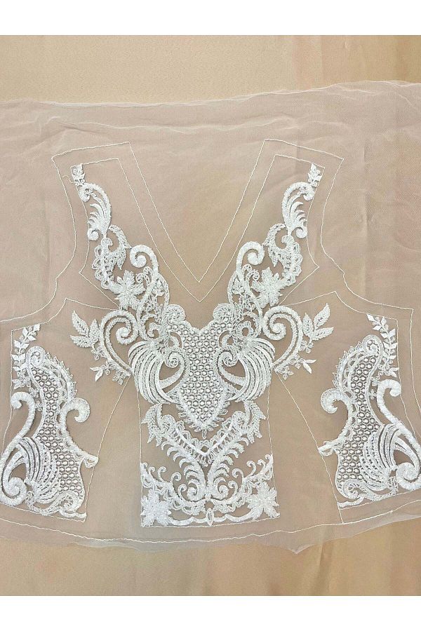 Luxuro-Geometric Pattern Bust Panel Set with Crystals, Pearls and Sequins 1