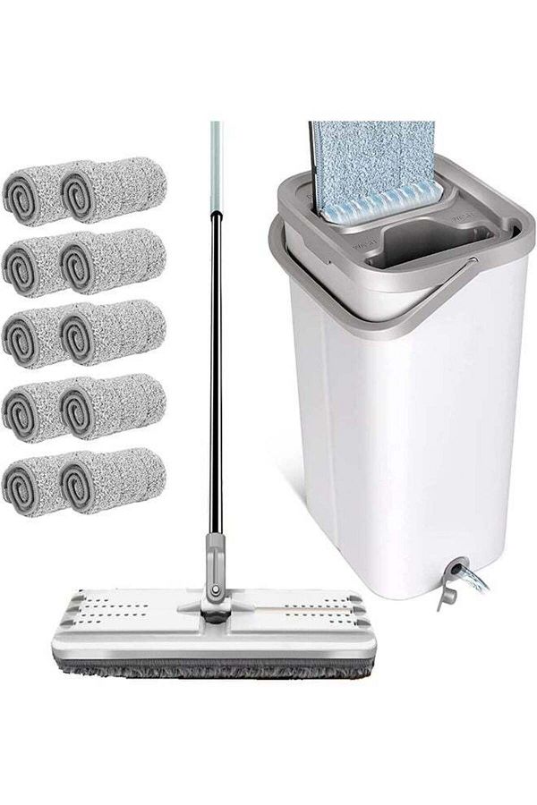 fulina-Rotary Squeeze Mop and Bucket Set With Dry and Wet and 10 Replacement Pads, for Floor Cleaning 1