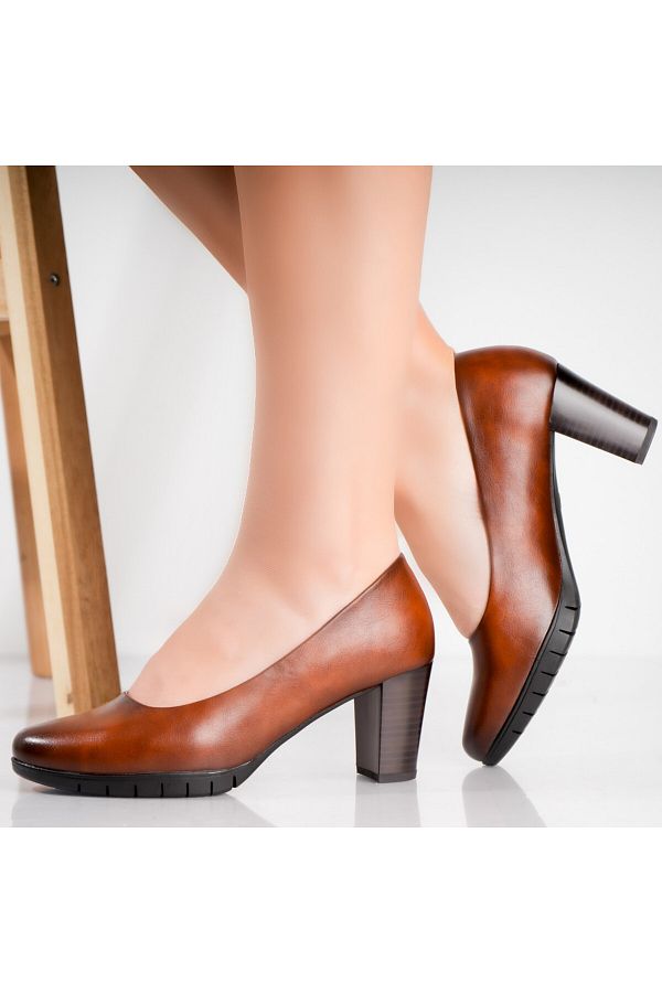 MODA STİL-Women's Brown Heeled Shoes Made of Organic Leather Arenza, 37 1