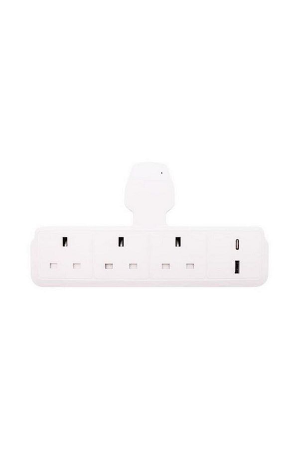 Generic-HOME BEST 3-Way Socket Power Adapter with 2-USB Port White AU213USB-C-W 1