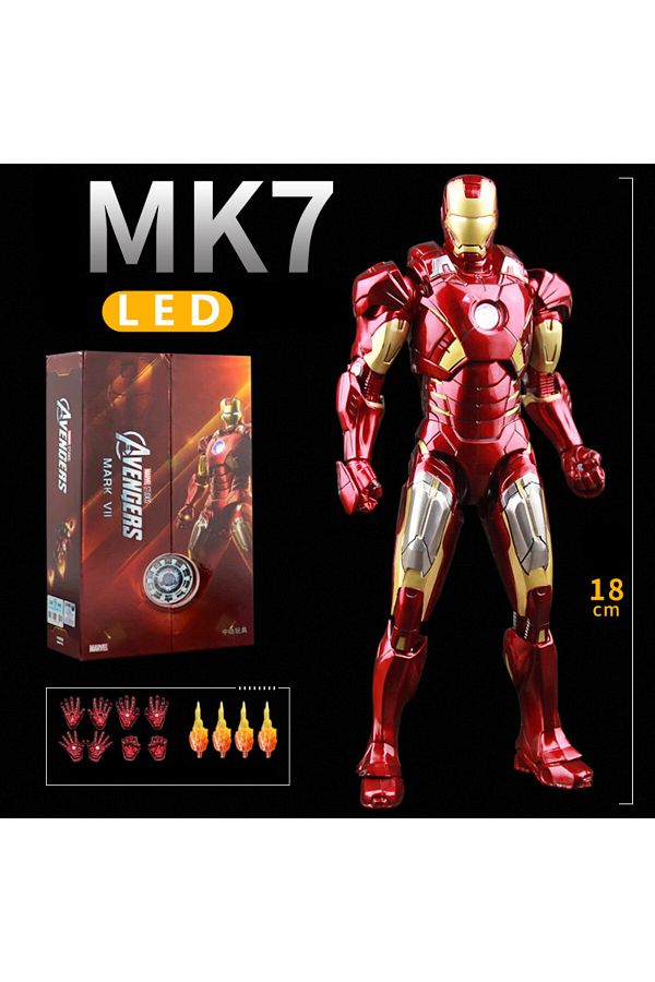 Choice-Mk7 Led Zd Toys Led Light Iron Man Mk1 Mk2 Mk3 Mk4 Mk5 Mk6 Mk7 Mk43 Mk50 7" Movie Action Figure Tony 1