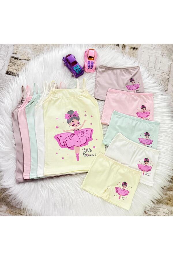 SWELLA Kız Cocuk Atlet Boxer 5'li Takım %100 Pamuk
